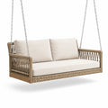 Balancelle suspendue en aluminium et rotin synthétique avec coussins beige 200 cm