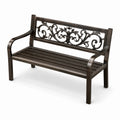 Banc de jardin en métal avec dossier décoratif en fonte bronze