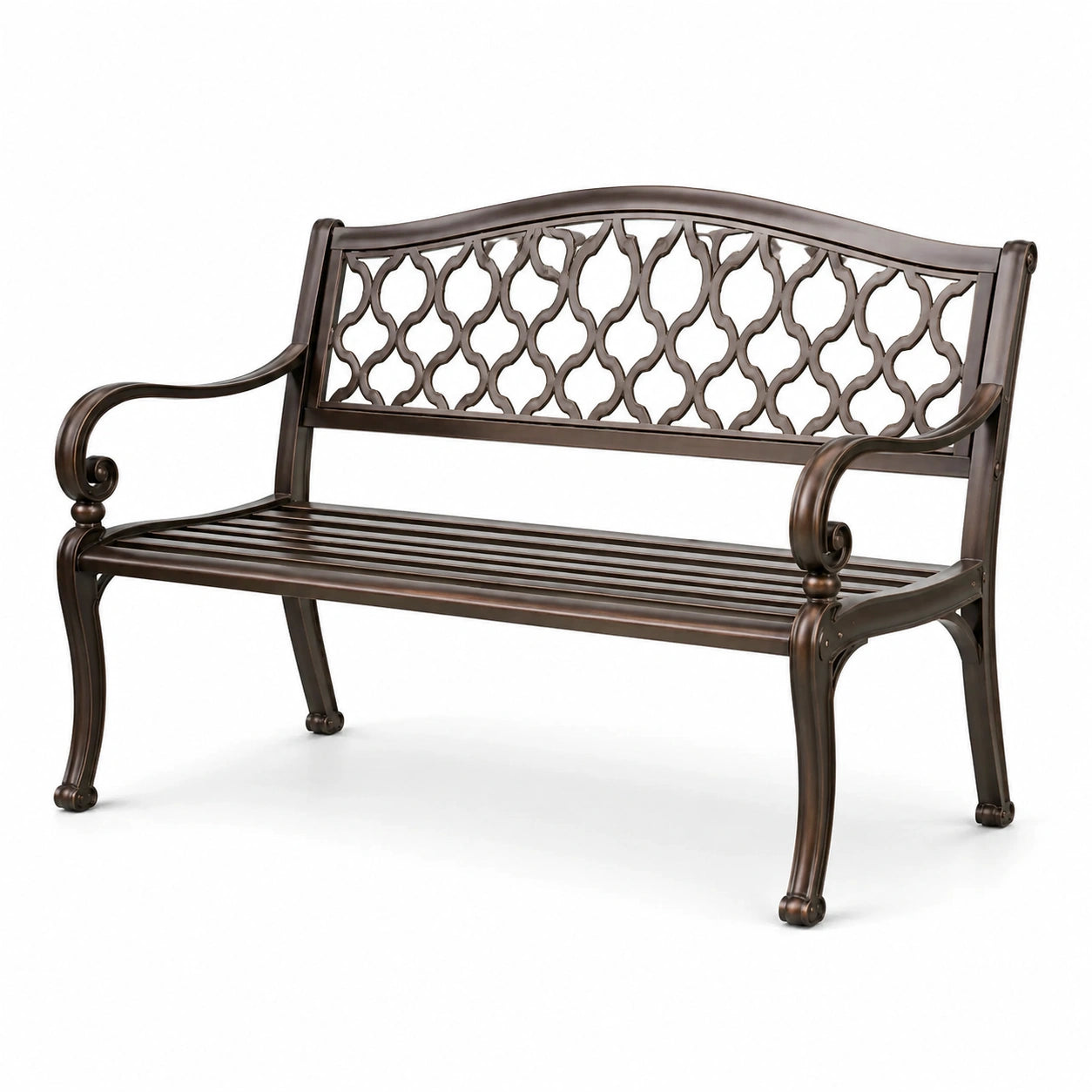 Banc de jardin en aluminium brun 120 cm