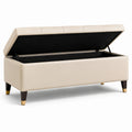 Banc de rangement en cuir synthétique beige avec coffre 120x45x40 cm