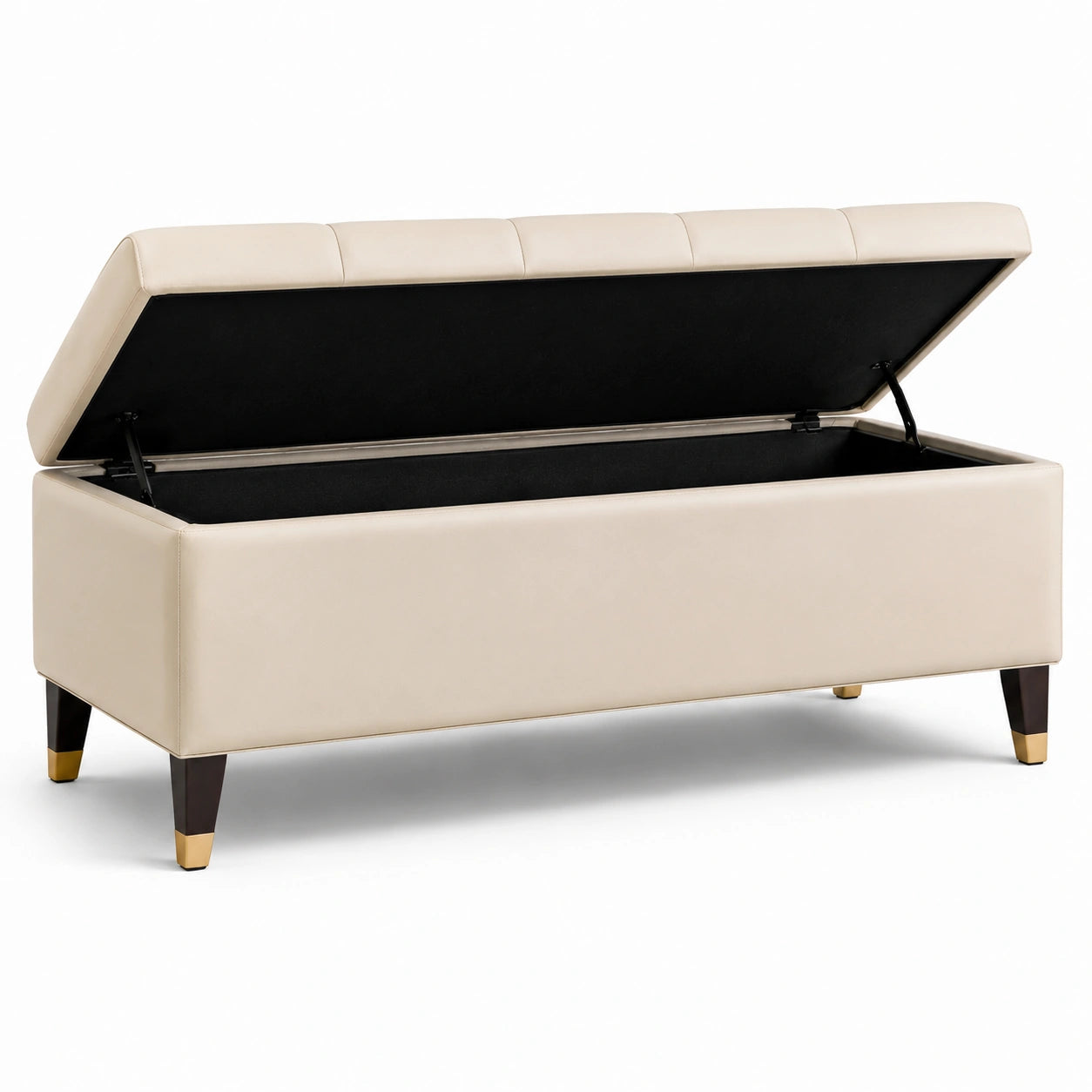 Banc de rangement en cuir synthétique beige avec coffre 120x45x40 cm