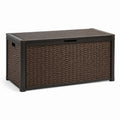Coffre de rangement en résine tressée marron 120 x 45 x 60 cm