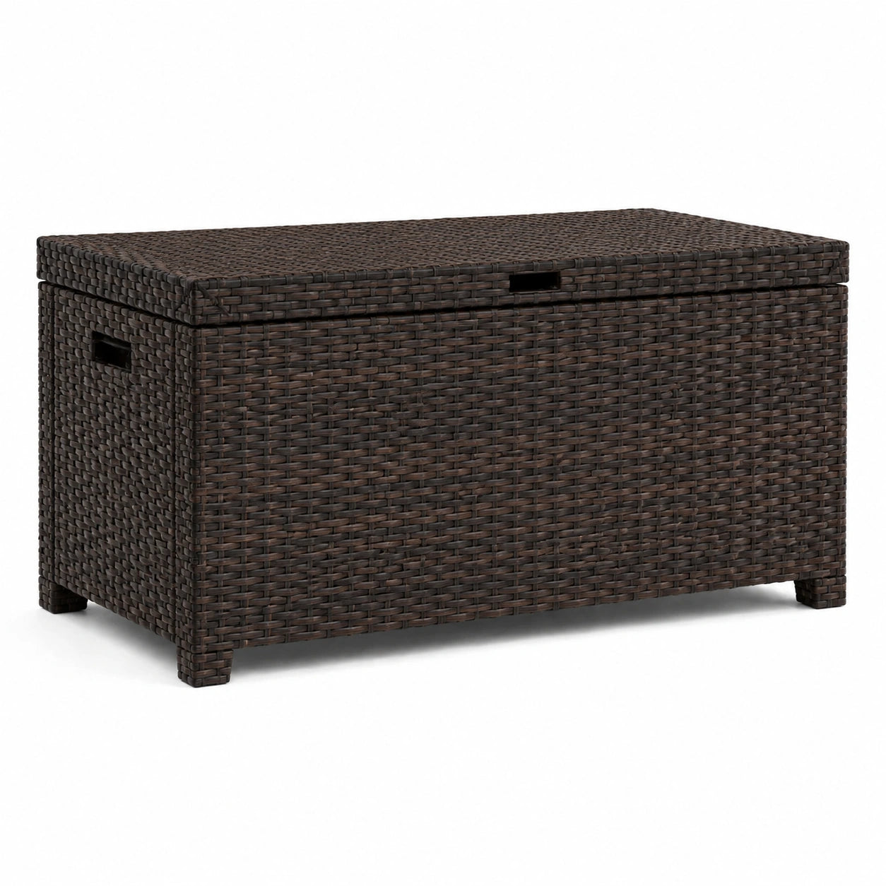 Coffre de rangement en rotin synthétique chocolat 120x50x60 cm