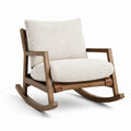 Fauteuil à bascule en bois avec coussin en tissu beige