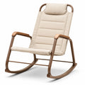 Fauteuil à Bascule en Métal et Lin Beige