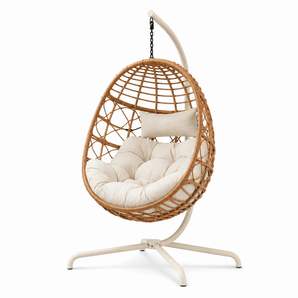 Chaise suspendue en rotin synthétique beige